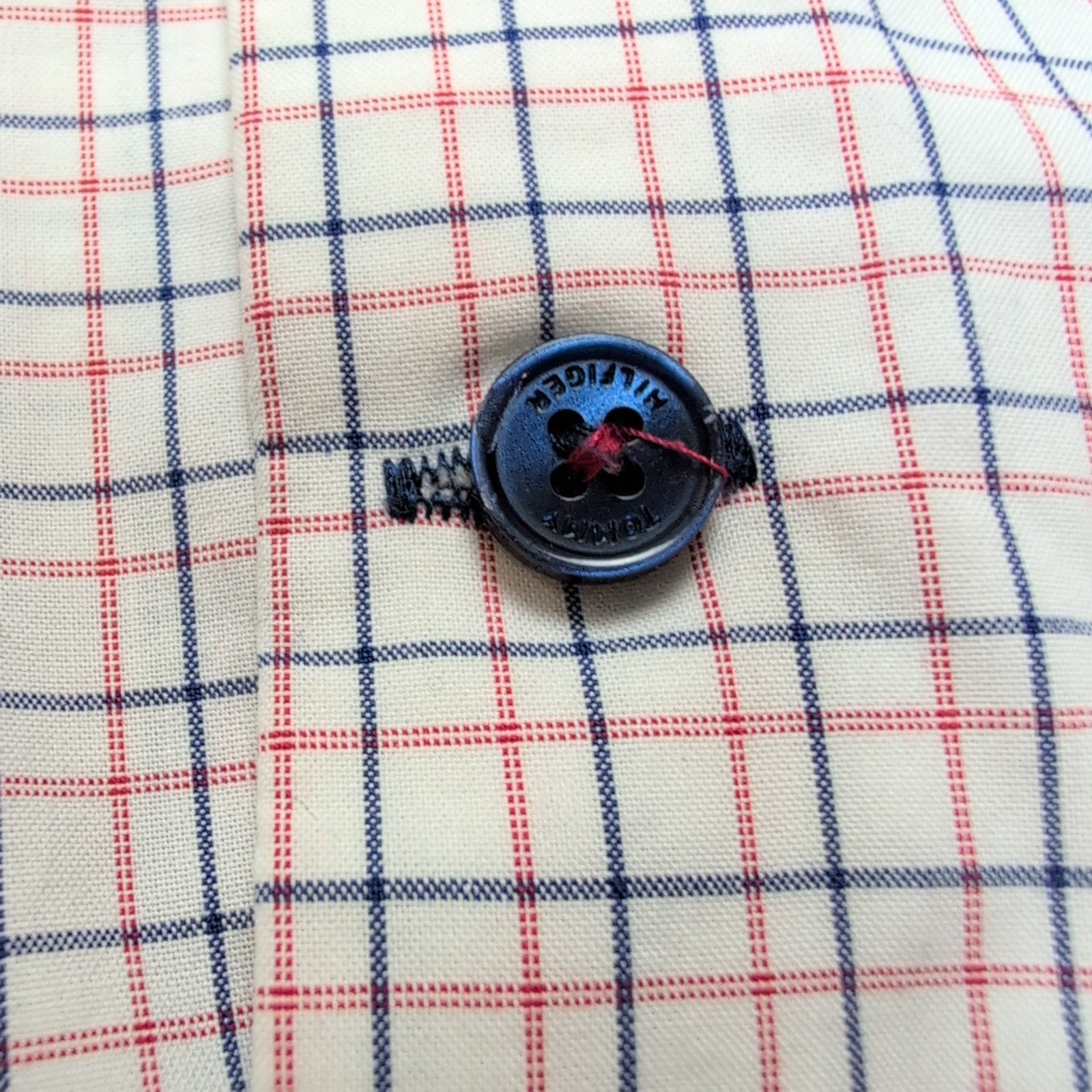 Chemise Tommy Hilfiger Wrinkle Free à Carreaux Bleu Blanc Rouge - Taille M