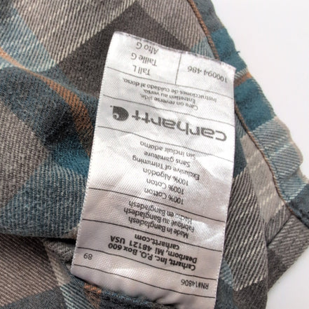 Chemise Carhartt L Coton Épais Workwear Logo Cuir Poche Stylo manches longues