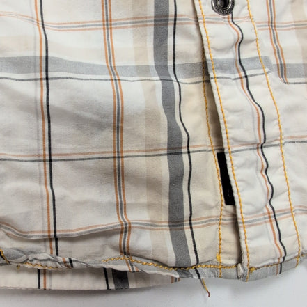 Chemise Harley-Davidson L Carreaux Blanc Cassé Logo Brodé manches courtes