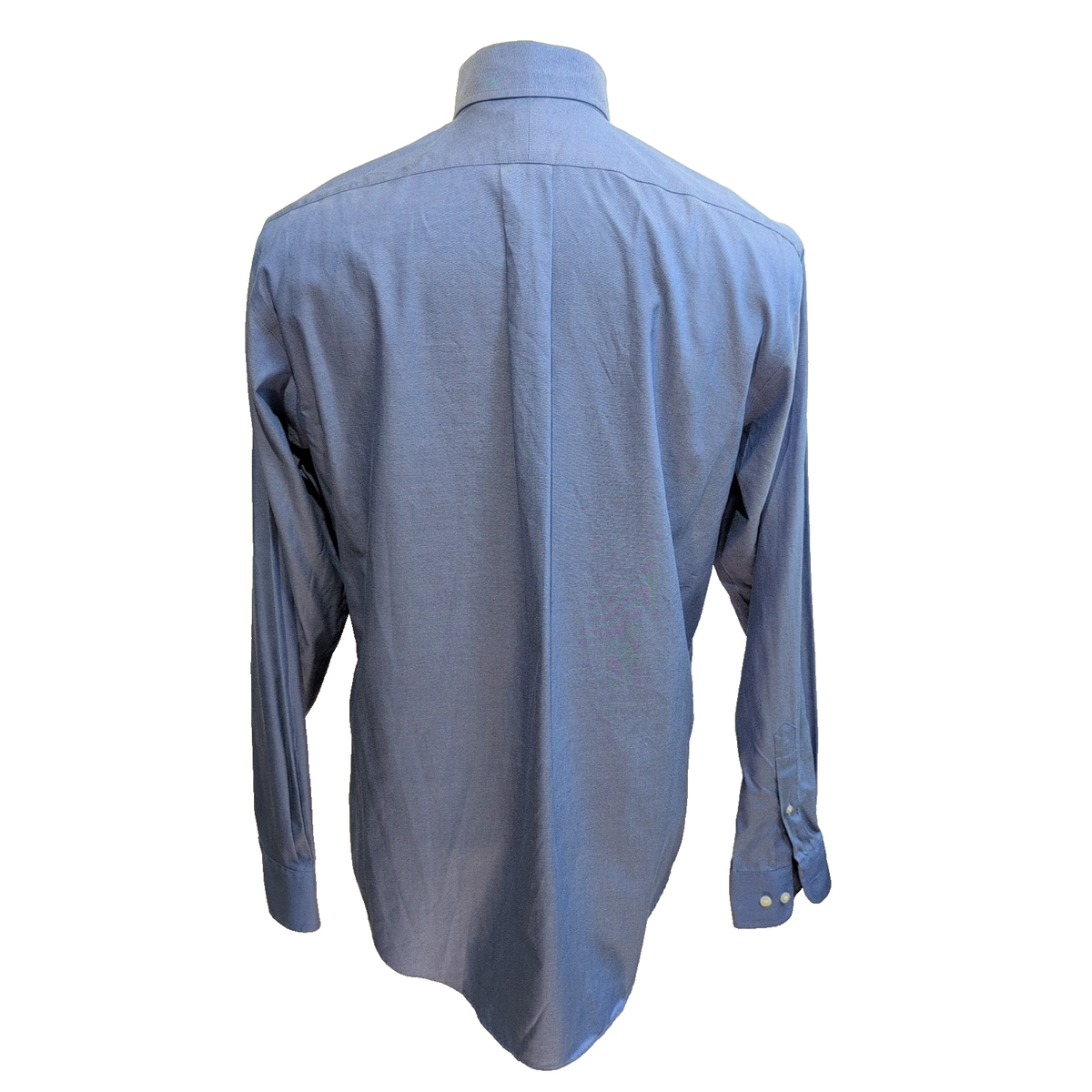 Chemise Lands' End Supima coton bleu uni M L Traditional Fit manches longues
