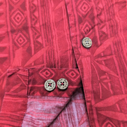 Chemise Hawaïenne Batik Bay XL Rouge Géométrique Bambou 100% Coton