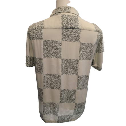 Chemise Hawaïenne Denim & Flower L Beige Vert Motifs Viscose