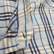 Chemise BURBERRY 100% Coton Bleu Carreaux L XL Logo Brodé Poche Boutonnée