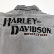Chemise Harley Davidson M Grise Vintage Brodée Dos Manches Longues Coton