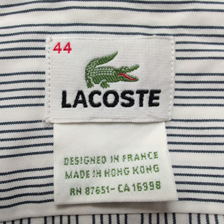 Chemise Lacoste XXL Blanche Rayures Grises Made in Hong Kong 100% Coton