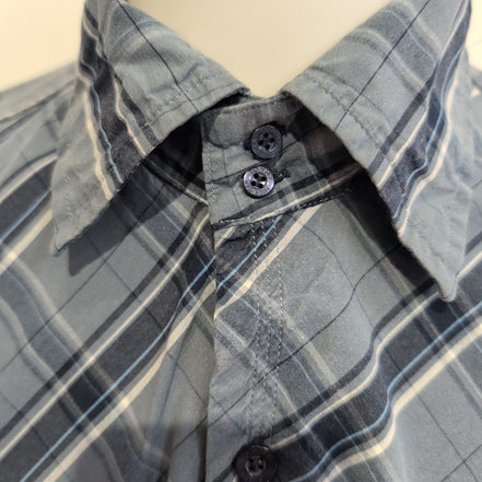 Chemise Tommy Hilfiger Grise et Bleue Carreaux Diagonaux - Taille XL