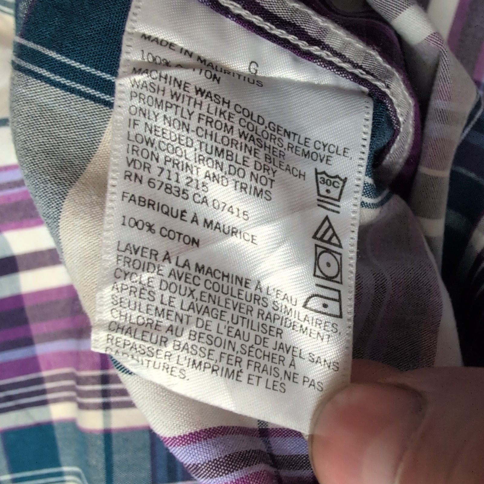 Chemise Nautica L Vert Violet Carreaux Coton Logo Brodé Poche manches longues