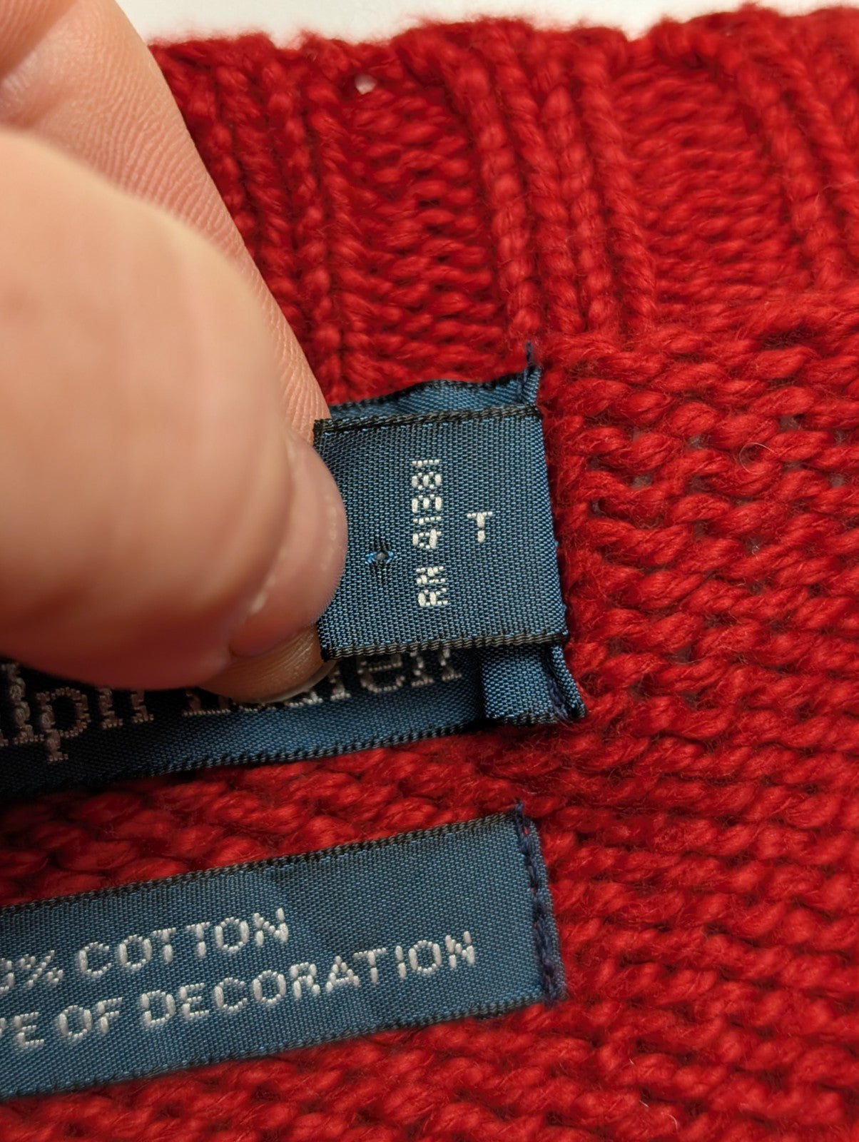 Pull Polo Ralph Lauren Rouge Logo Bleu Marine - 100% Coton - Taille XXL