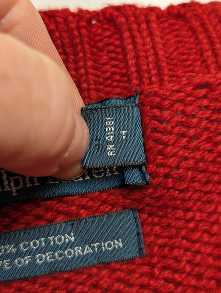 Pull Polo Ralph Lauren Rouge Logo Bleu Marine - 100% Coton - Taille XXL