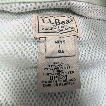Chemise L.L. Bean nylon vert pastel uni 2 poches manches longues  taille L