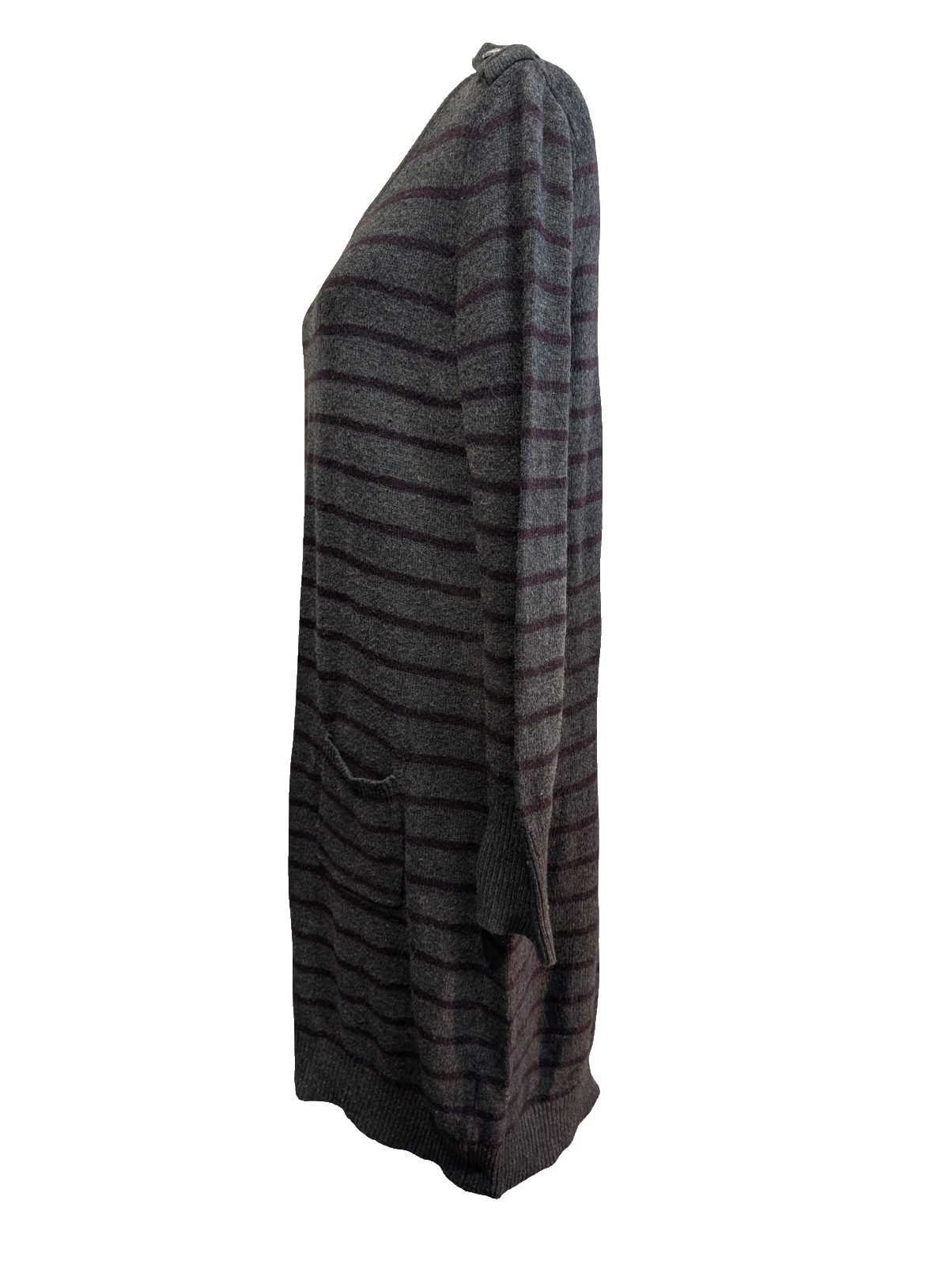 Pull Long Robe Courte Tommy Hilfiger Femme Gris Rayures Bordeaux Taille L