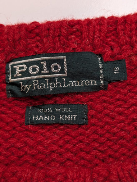 Pull POLO RALPH LAUREN Fait Main L 100% LAINE Motif Flocon Neige Rare Luxe Homme