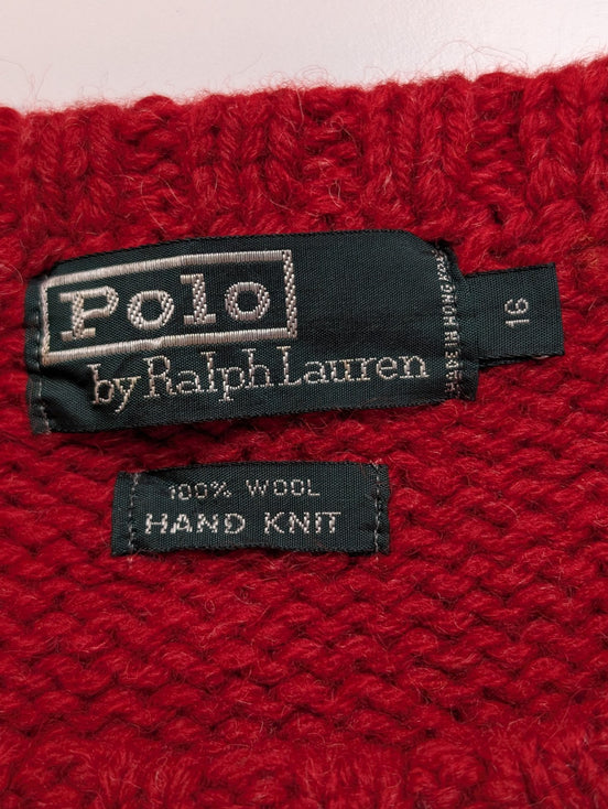 Pull POLO RALPH LAUREN Fait Main L 100% LAINE Motif Flocon Neige Rare Luxe Homme
