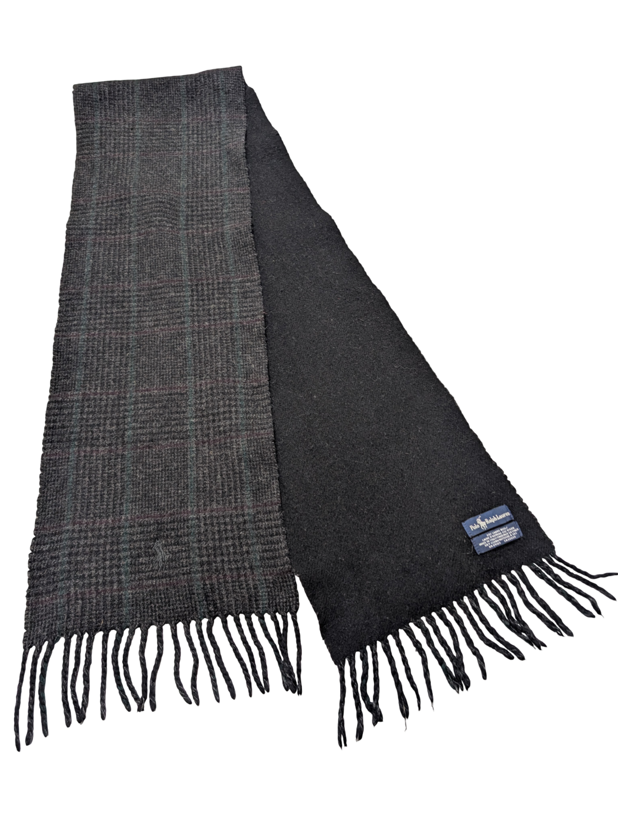 Écharpe Polo Ralph Lauren Réversible 1m90 Laine d'Agneau Noir Vert