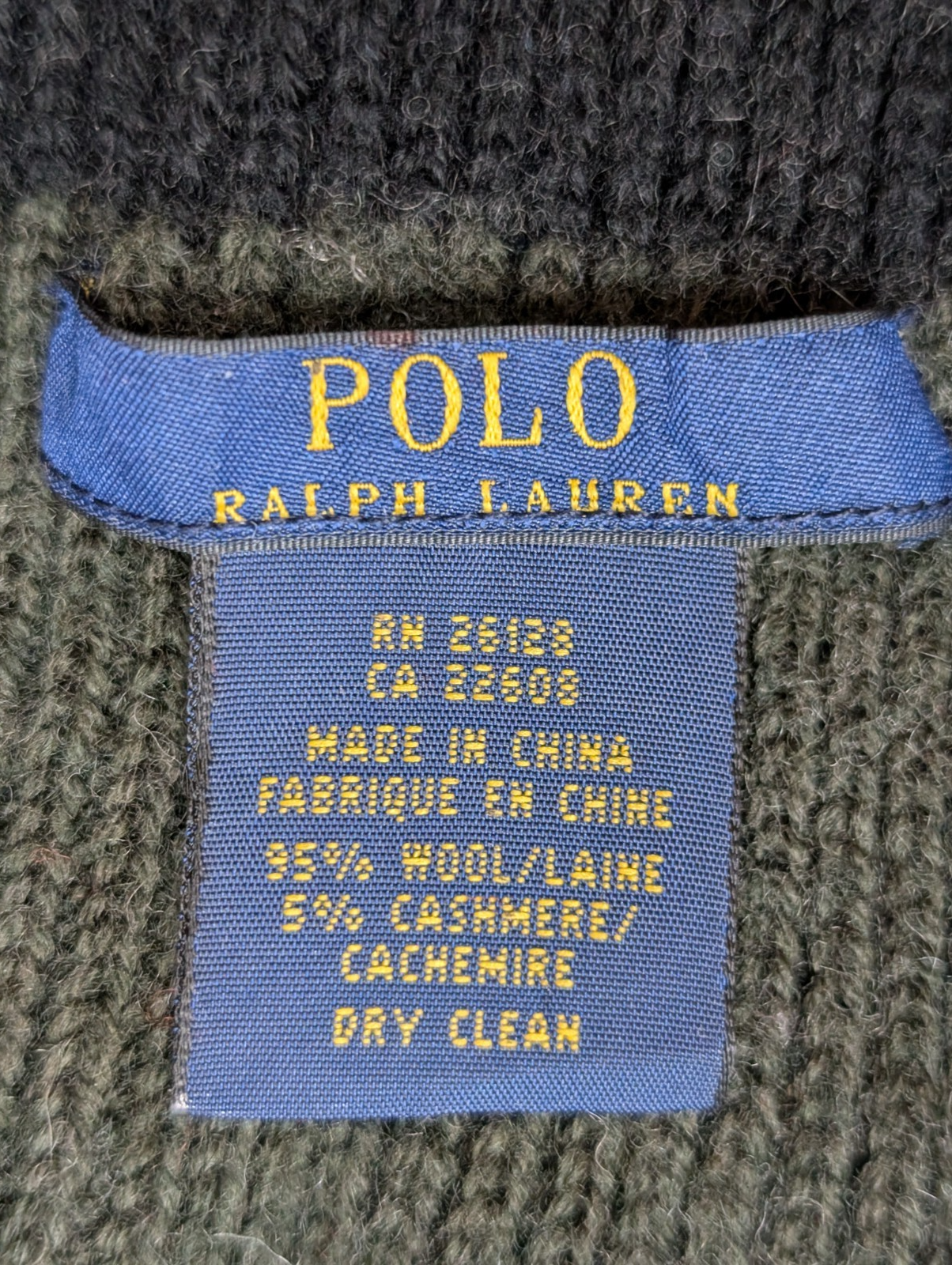 Écharpe Polo Ralph Lauren Longue 2m Kaki Rayures Noires Laine & Cachemire