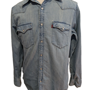 Chemise LEVI'S Western Jean Denim Bleu Manches Longues - Taille M