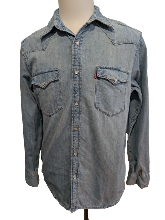 Chemise LEVI'S Western Jean Denim Bleu Manches Longues - Taille M