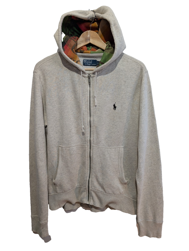 Veste Polo Ralph Lauren crème S capuche doublée motif aztèque logo noir