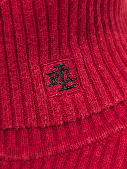 Pull Ralph Lauren (Lauren) Femme S Col Roulé Rouge Fin Côtelé Chic 🏷️
