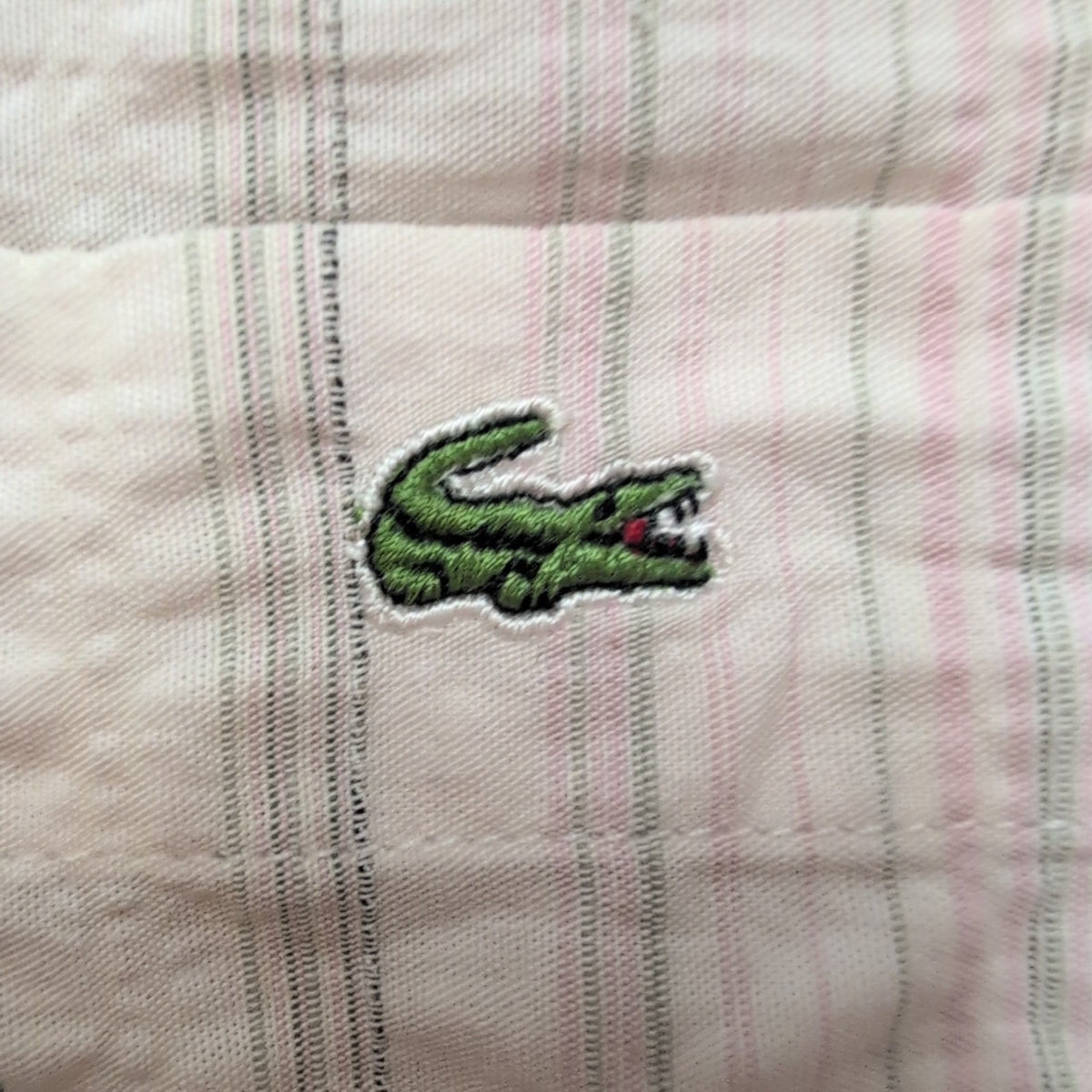 Chemise Lacoste 2XL rose pâle gaufrée manches courtes logo brodé