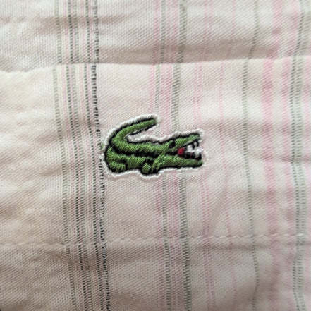Chemise Lacoste 2XL rose pâle gaufrée manches courtes logo brodé