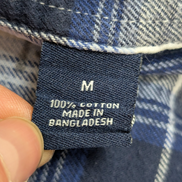 🌲 CHEMISE FLANELLE PERFORMANCE CHAPS M (M) CARREAUX BLEU BLANC LOGO CUIR