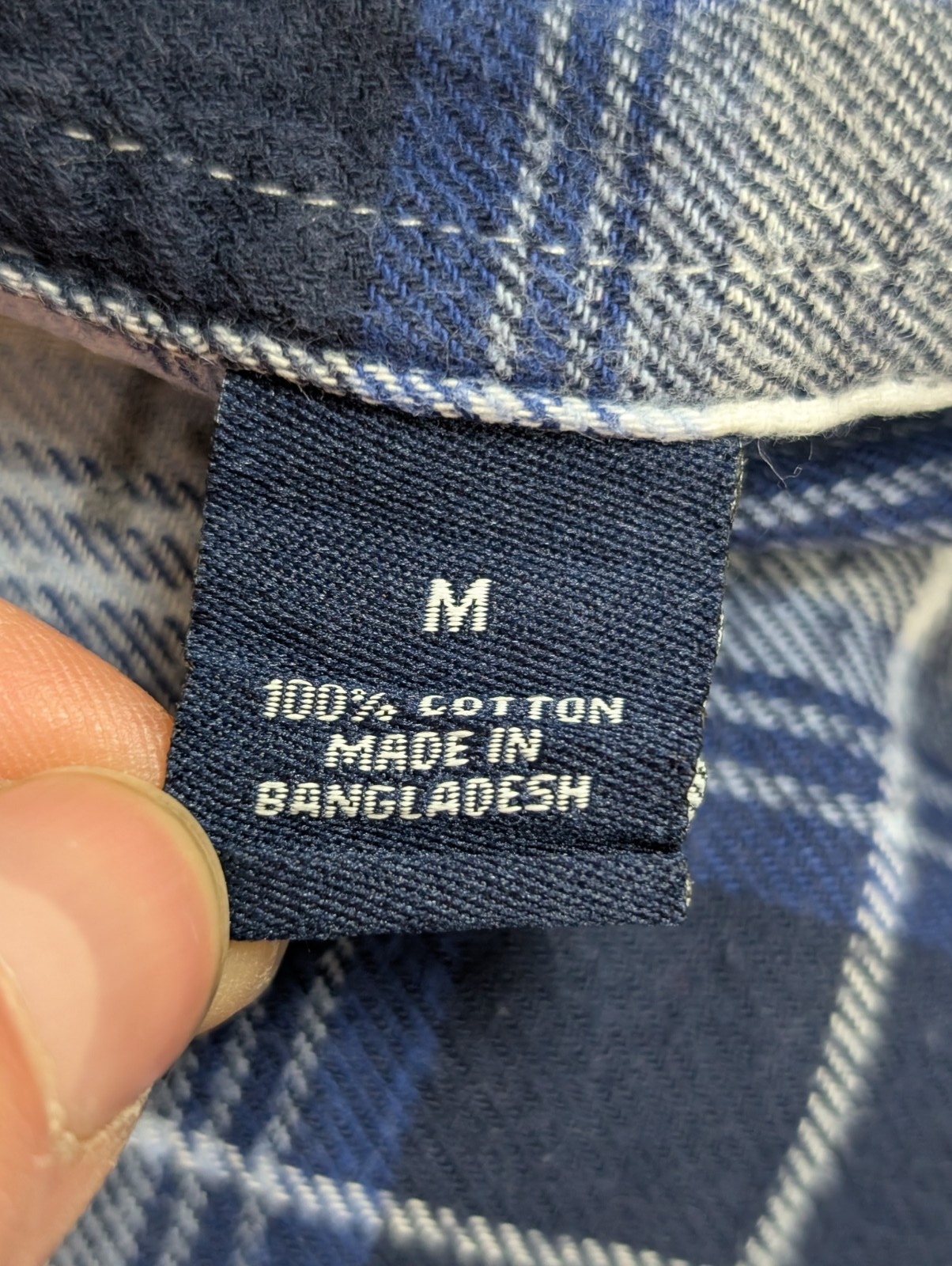 🌲 CHEMISE FLANELLE PERFORMANCE CHAPS M (M) CARREAUX BLEU BLANC LOGO CUIR