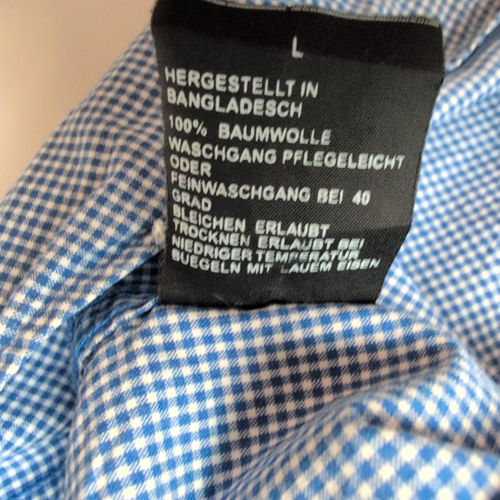 Chemise Nautica L Bleu Micro Carreaux 100% Coton Manches Courtes