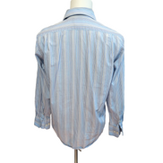 Chemise Lacoste Bleue À Rayures Taille 38 S Manches Longues