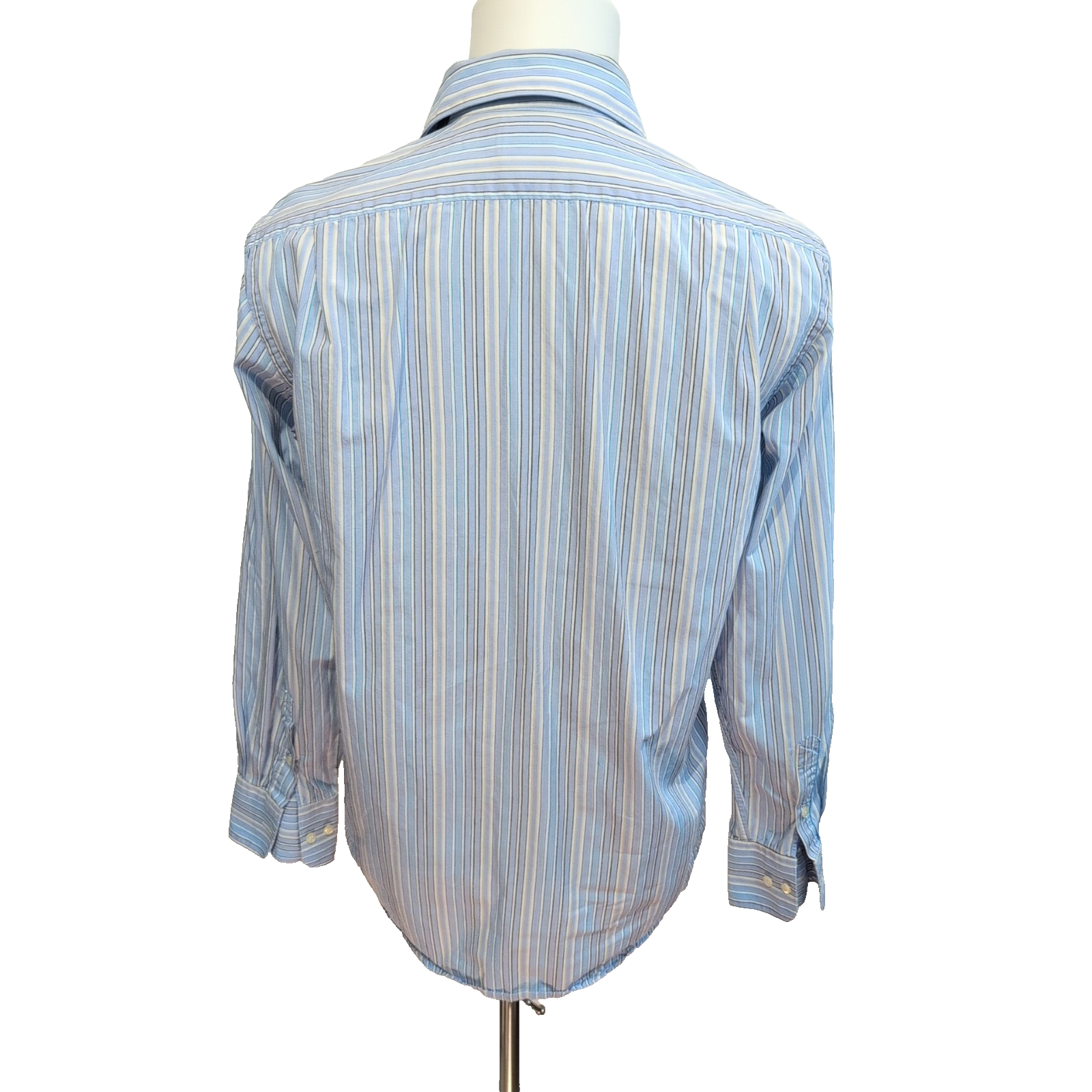 Chemise Lacoste Bleue À Rayures Taille 38 S Manches Longues