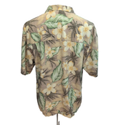 Chemise Hawaïenne Bermuda Bay M Soie Feuillage Fleurs Manches Courtes