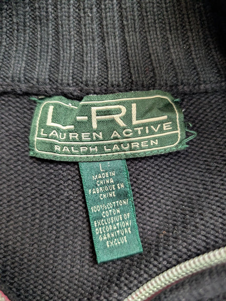 Cardigan Lauren Ralph Lauren femme L noir coton zippé écusson brodé 