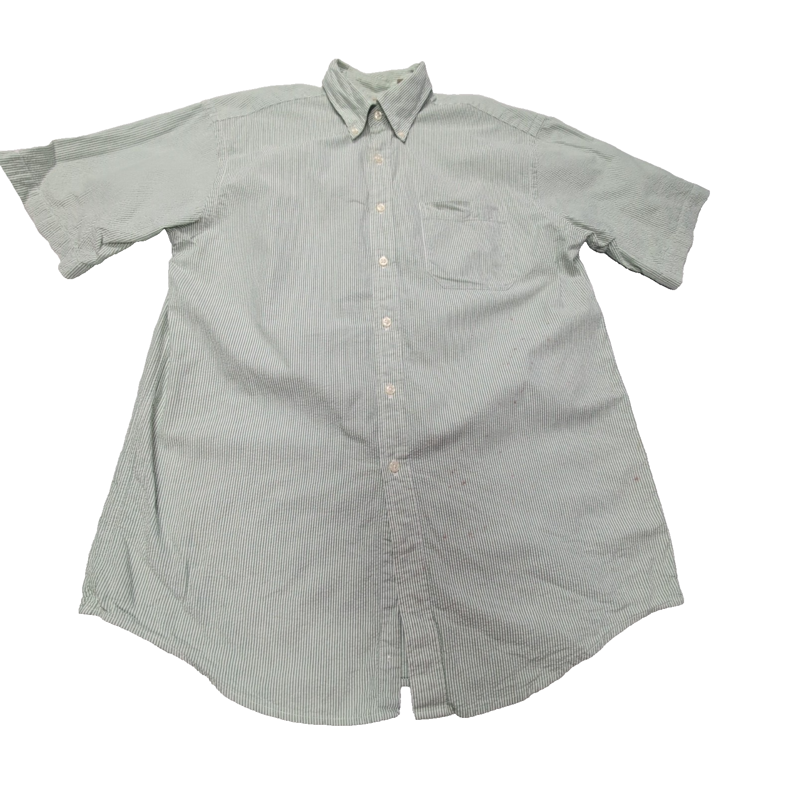 Chemise L.L. Bean à rayures vertes manches courtes taille M #112e