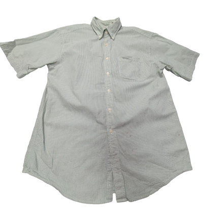 Chemise L.L. Bean à rayures vertes manches courtes taille M #112e