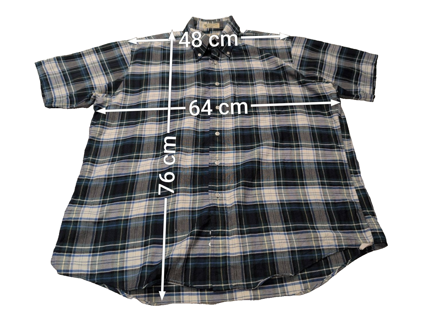Chemise manches courtes L.L. Bean bleu marine à carreaux taille XL