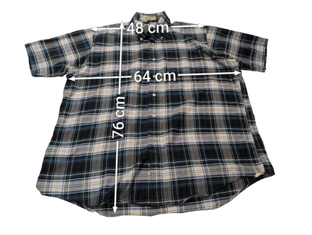 Chemise manches courtes L.L. Bean bleu marine à carreaux taille XL