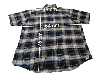 Chemise manches courtes L.L. Bean bleu marine à carreaux taille XL
