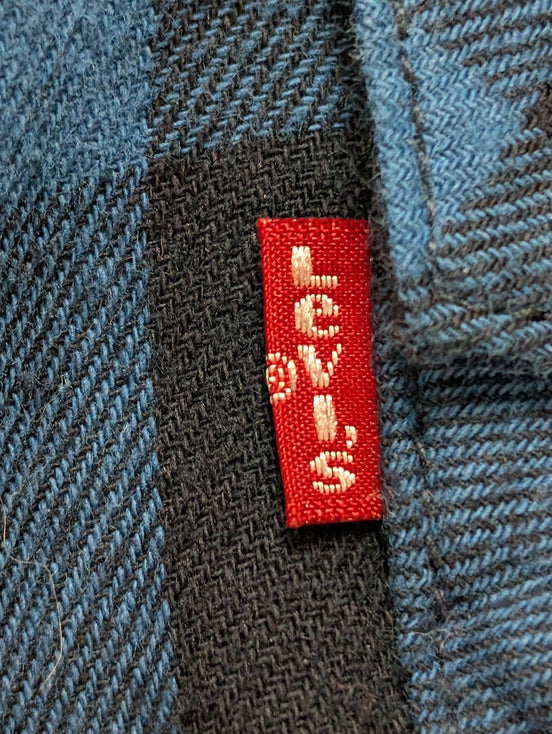 Chemise LEVI'S Western Flanelle Carreaux Bleu & Noir Manches Longues - Taille L