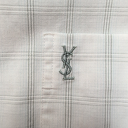 Chemise YVES SAINT LAURENT M Blanche Carreaux Gris 100% Coton Manches Courtes