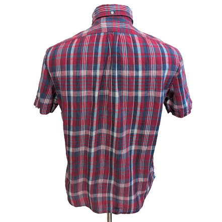 Chemise Ralph Lauren Bleeding Madras M rouge bleu manches courtes