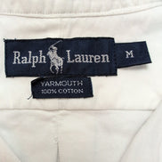 Chemise Ralph Lauren Yarmouth M Blanc Uni Logo Marron Manches Courtes