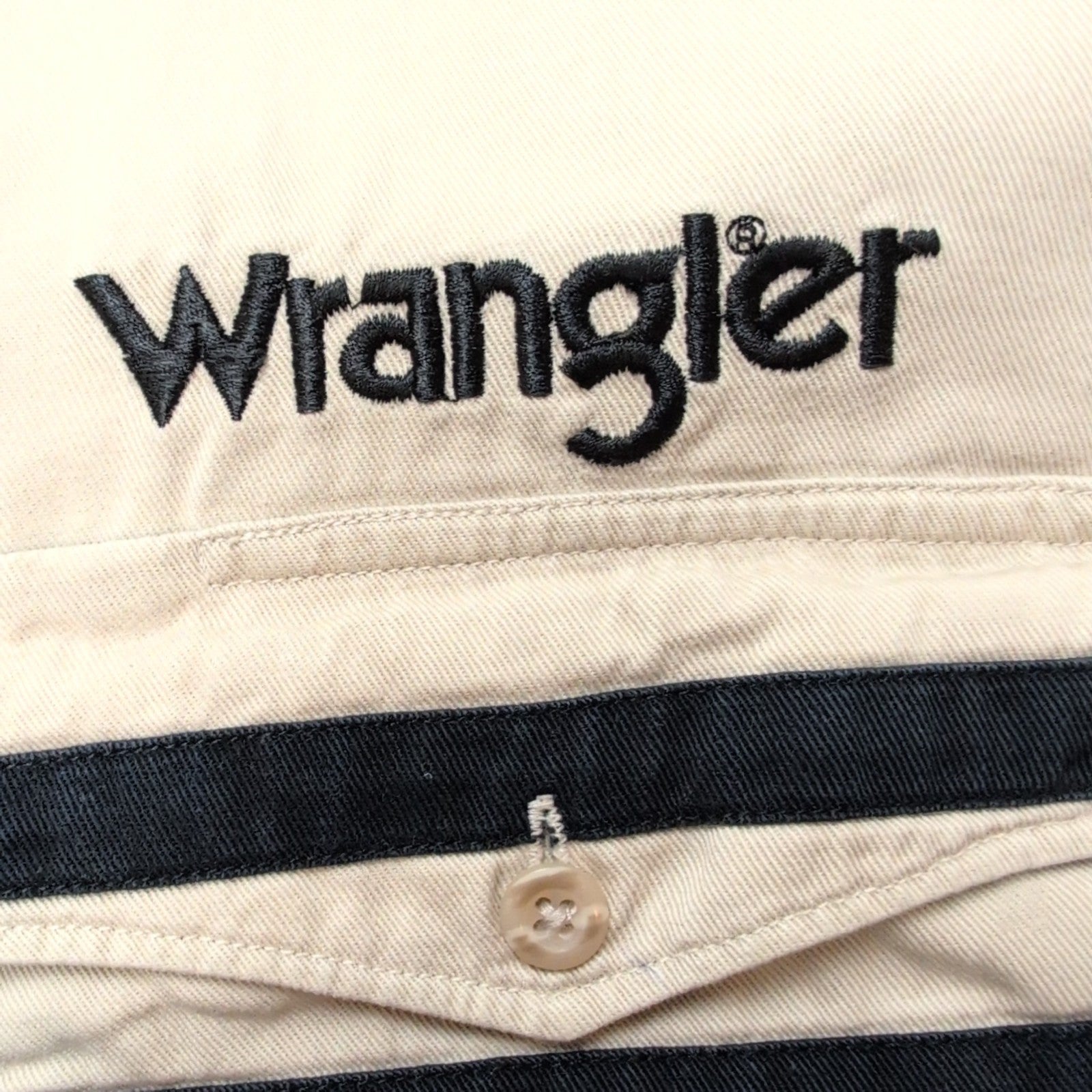 Chemise Wrangler Western Rare Broderie Manches Longues Bleu Marine et Crème T.XL