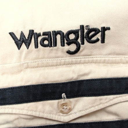 Chemise Wrangler Western Rare Broderie Manches Longues Bleu Marine et Crème T.XL