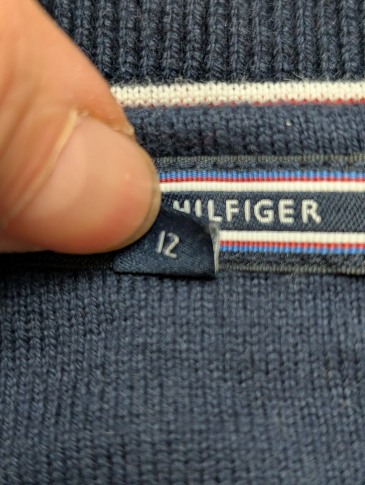 Pull Col Rond Tommy Hilfiger Bleu Marine Logo Géant Femme - Taille XS