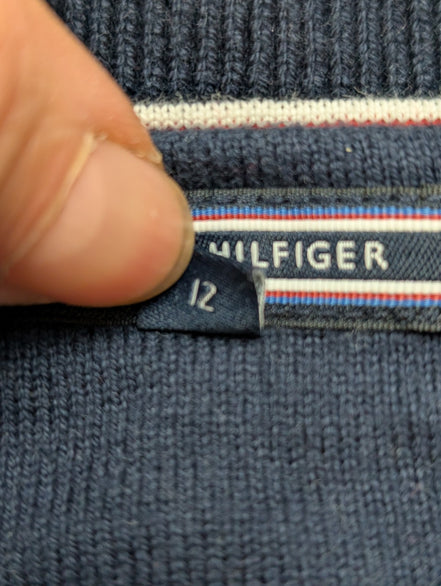 Pull Col Rond Tommy Hilfiger Bleu Marine Logo Géant Femme - Taille XS