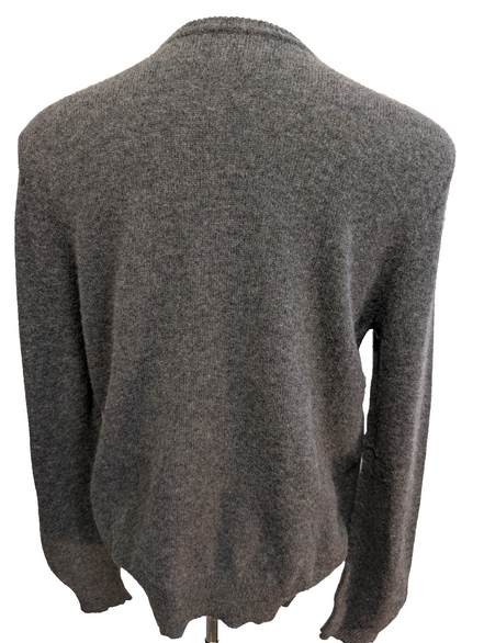 Pull Polo Ralph Lauren Gris Logo Violet - 100% Laine d'Agneau L (Ajusté)