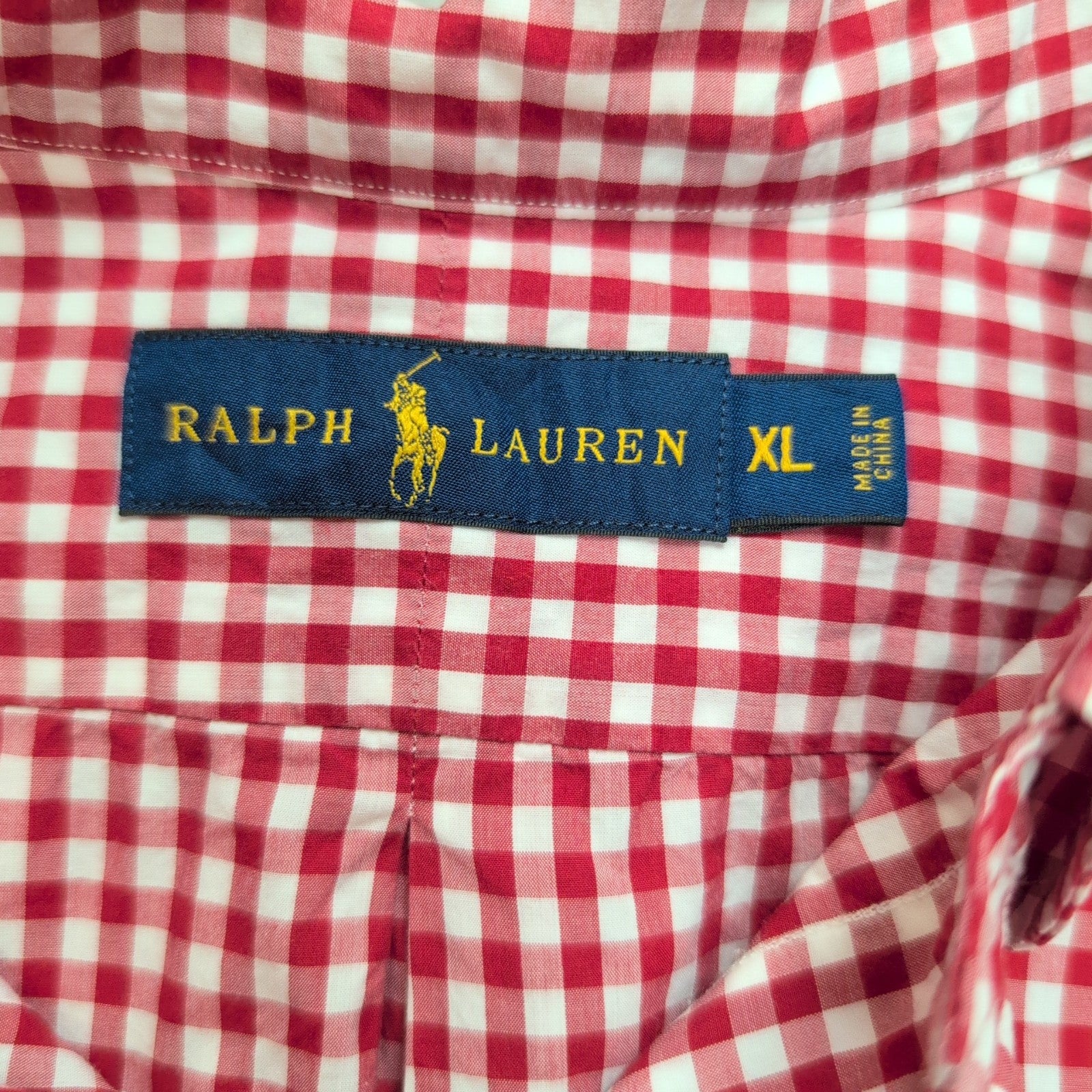 Chemise Ralph Lauren XL rouge à carreaux 100% coton sans logo