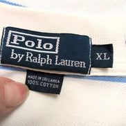 Polo Ralph Lauren Homme XL Blanc Rayures Bleues Logo Noir Polo Manches Courtes