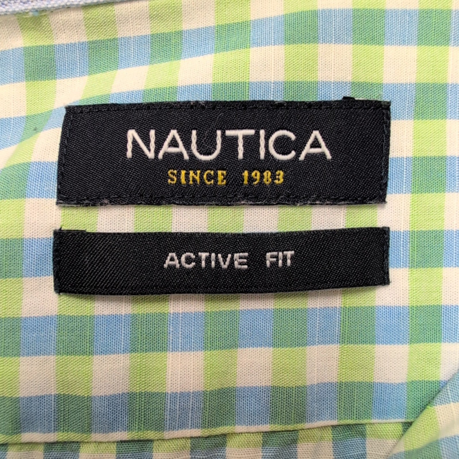 Chemise Nautica Active Fit XXL Carreaux Bleu Vert Coton manches longues