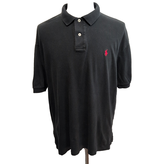 Polo Ralph Lauren Homme L Noir Logo Rouge Polo Manches Courtes Classic Fit